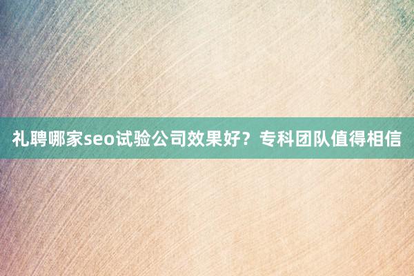 礼聘哪家seo试验公司效果好？专科团队值得相信